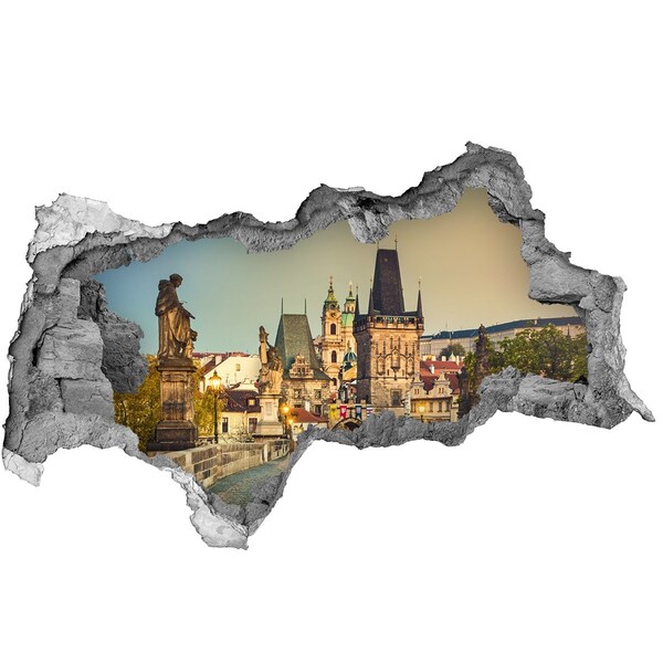 Wandbilder 3D Mauerdurchbruch Prag im Licht des Sonnenuntergangs