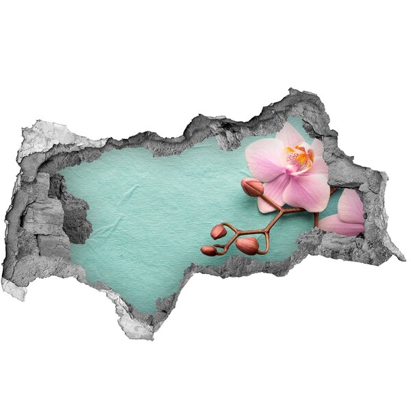 Mauerdurchbruch Aufkleber Orchideenblüte in einer beschädigten Mauer