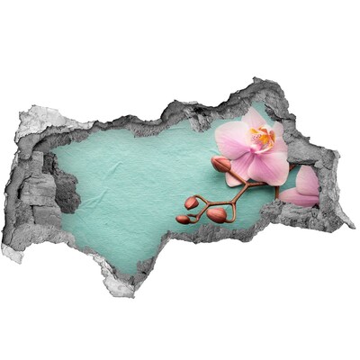 Mauerdurchbruch Aufkleber Orchideenblüte in einer beschädigten Mauer