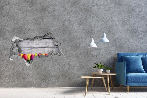 3D Wandtattoos Mauerdurchbruch Blumen durch ein Loch in der Wand