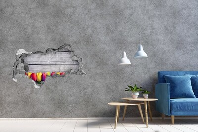 3D Wandtattoos Mauerdurchbruch Blumen durch ein Loch in der Wand