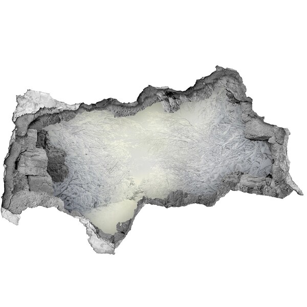 Mauerdurchbruch Aufkleber Winterlandschaft hinter der Mauer