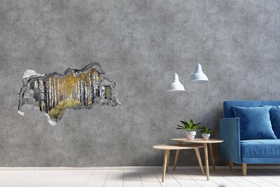 3D Wandtattoos Mauerdurchbruch Herbstliche Birkenallee