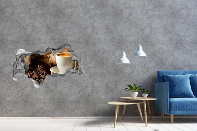 Wandbilder 3D Mauerdurchbruch Kaffee und frisches Brot