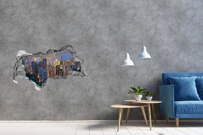 3D Wandtattoos Mauerdurchbruch Blick auf Hongkong bei Nacht