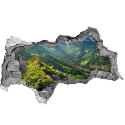 Wandbilder 3D Mauerdurchbruch Berglandschaft durch ein Loch in der Wand