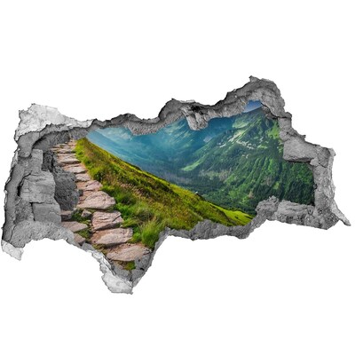 3D Wandtattoos Mauerdurchbruch Berglandschaft hinter dem Loch in der Wand
