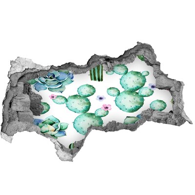 Wandbilder 3D Mauerdurchbruch Kakteen in einem Loch in der Wand