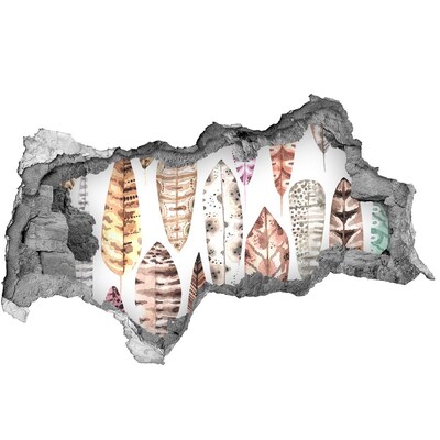 Wandtattoos Mauerdurchbruch Bunte Blätter in einem Loch in der Wand