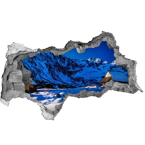 Wandtattoos Mauerdurchbruch Winterhütte in den Bergen