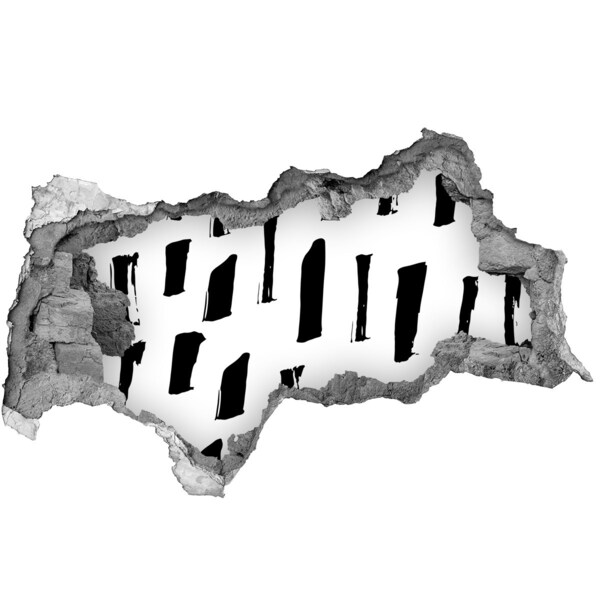 Wandbilder 3D Mauerdurchbruch Eine zerstörte Mauer mit Blick auf die Stadt