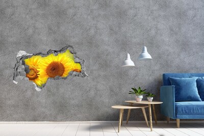 3D Wandtattoos Mauerdurchbruch Sonnenblume aus Beton