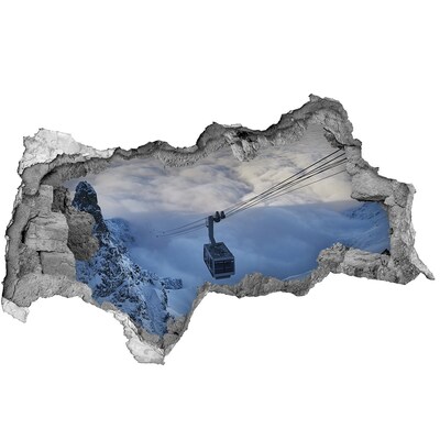 Wandbilder 3D Mauerdurchbruch Bergseilbahn über den Wolken
