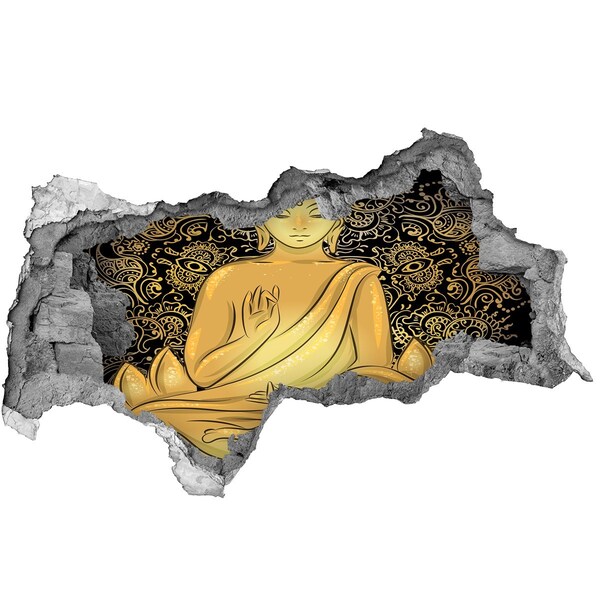 Wandtattoos Mauerdurchbruch Goldener Buddha, umgeben von einem Mandala
