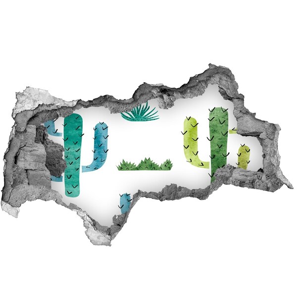 Mauerdurchbruch Aufkleber Grüne Landschaft mit Kakteen