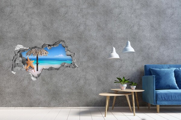 3D Wandtattoos Mauerdurchbruch Karibischer Strand mit Muscheln