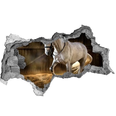 Wandbilder 3D Mauerdurchbruch Ein Pferd im Stall