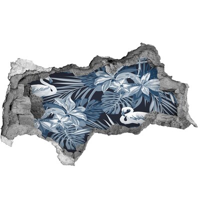 3D Wandtattoos Mauerdurchbruch Tropisches Paradies mit Flamingos