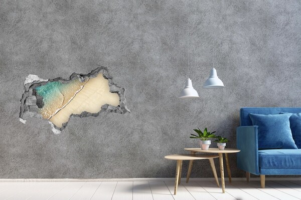 3D Wandtattoos Mauerdurchbruch Karibischer Strand durch ein Loch in der Wand