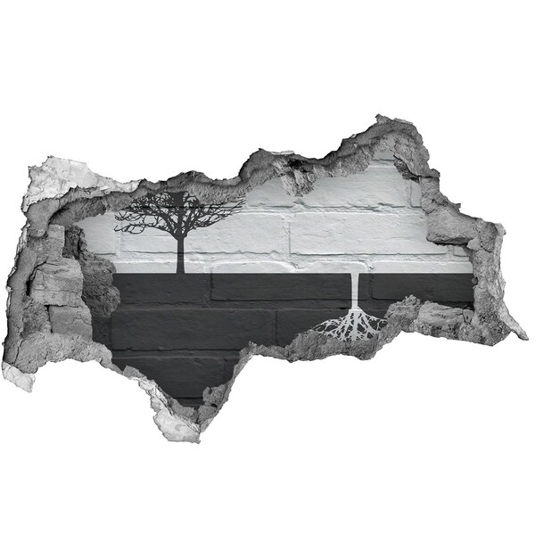 Wandbilder 3D Mauerdurchbruch Ein Baum mit Wurzeln