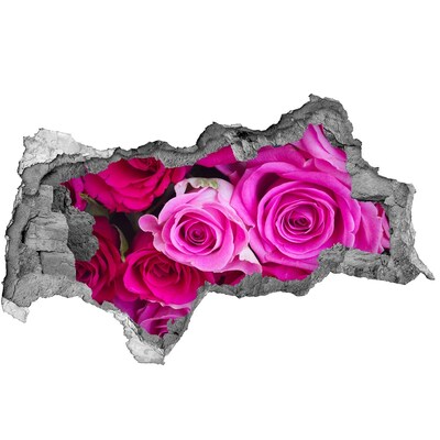 Wandbilder 3D Mauerdurchbruch Rosen in einem Loch in der Wand