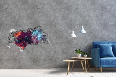 Wandtattoos Mauerdurchbruch Kosmischer Blick durch ein Loch in der Wand