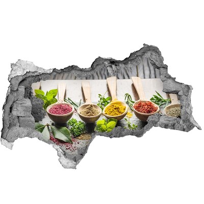 Wandtattoos Mauerdurchbruch Küchengewürze in Holzlöffeln