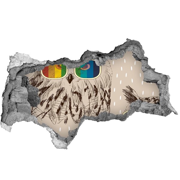 3D Wandtattoos Mauerdurchbruch Eulenauge in einem Loch in der Wand