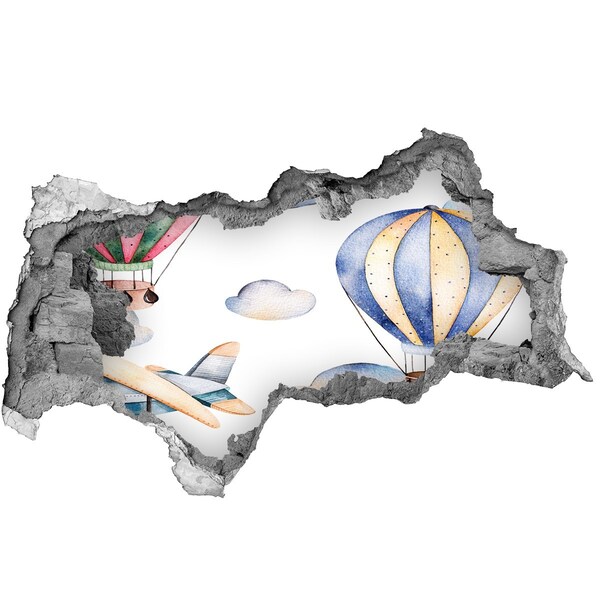3D Wandtattoos Mauerdurchbruch Ballonfahrt über den Wolken