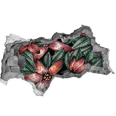 Wandtattoos Mauerdurchbruch Ein Blumenmuster an einer beschädigten Wand