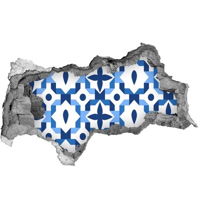 Wandbilder 3D Mauerdurchbruch Blaue Muster an der Wand