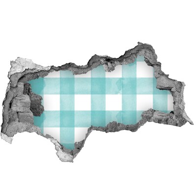 Wandtattoos Mauerdurchbruch Eine beschädigte Mauer mit einem blauen Gitter