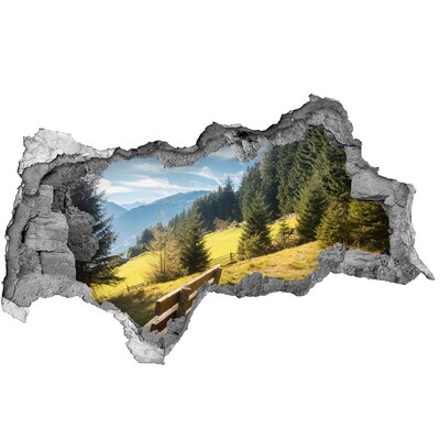 Wandbilder 3D Mauerdurchbruch Blick auf das Bergtal