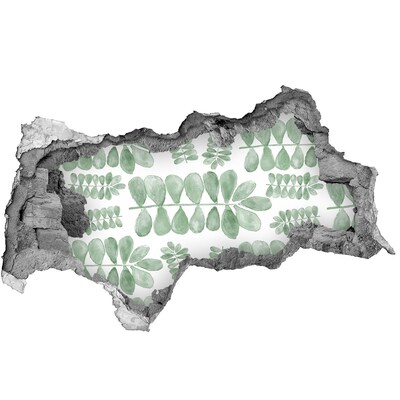 Wandbilder 3D Mauerdurchbruch Grüne Blätter in einem Loch in der Wand
