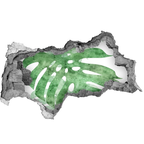 Wandbilder 3D Mauerdurchbruch Grünes Blatt in einer beschädigten Wand