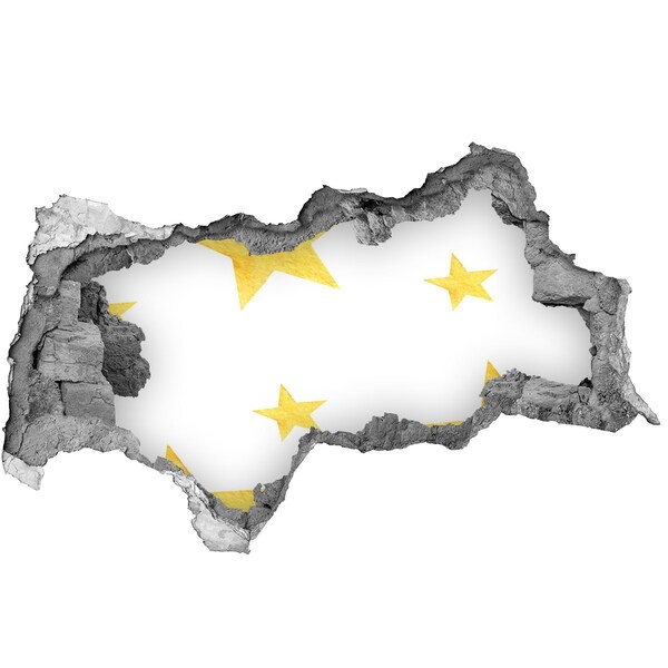 Wandbilder 3D Mauerdurchbruch Goldener Stern auf weißem Hintergrund