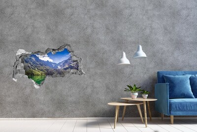 3D Wandtattoos Mauerdurchbruch Berglandschaft am See