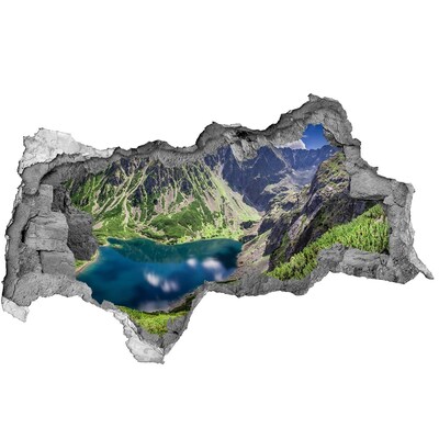 Wandbilder 3D Mauerdurchbruch Bergtal mit einem See