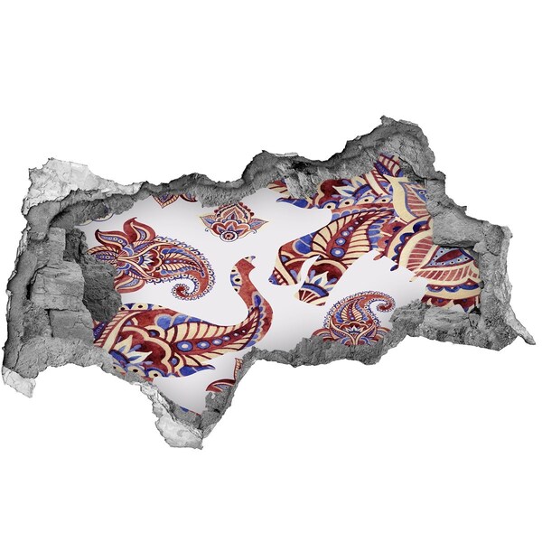 Wandtattoos Mauerdurchbruch Bunte Muster in einem Loch in der Wand