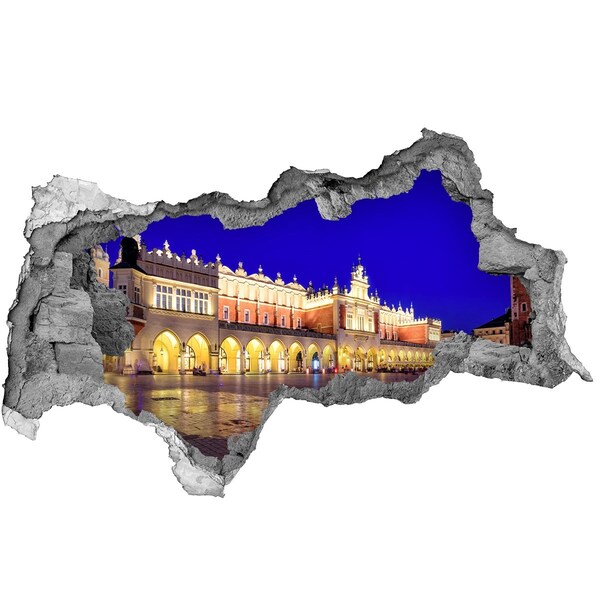 Mauerdurchbruch Aufkleber Der Krakauer Hauptmarkt bei Nacht