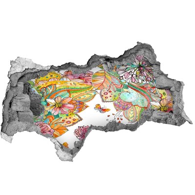 3D Wandtattoos Mauerdurchbruch Ein Blumenparadies hinter den Mauern