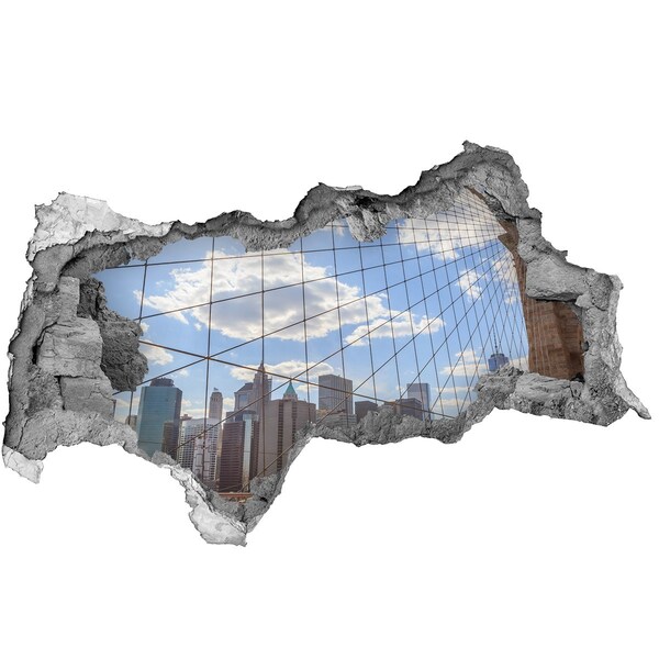 Wandtattoos Mauerdurchbruch Blick auf die Stadt durch ein Loch in der Wand