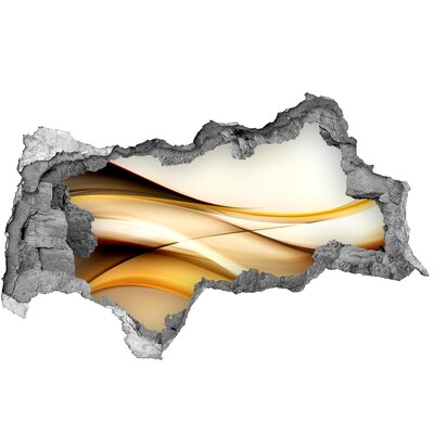 Mauerdurchbruch Aufkleber Goldene Wellen in einem Loch in der Wand