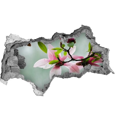 3D Wandtattoos Mauerdurchbruch Magnolienblüten an einer beschädigten Mauer