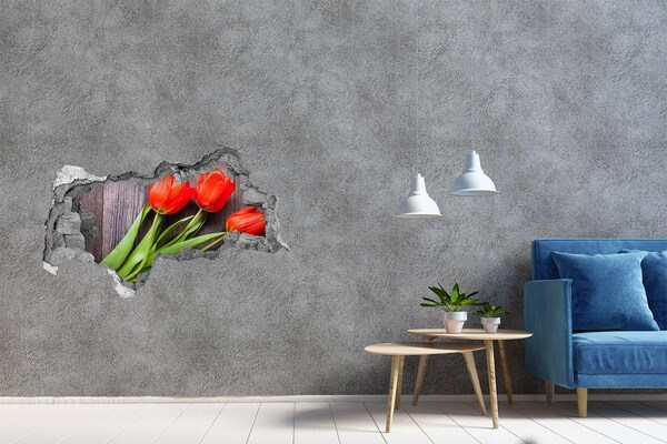 3D Wandtattoos Mauerdurchbruch Blumen aus Beton