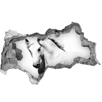 3D Wandtattoos Mauerdurchbruch Weißes Pferd in einem Loch in der Wand