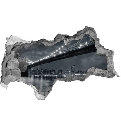Mauerdurchbruch Aufkleber Brooklyn Bridge bei Nacht