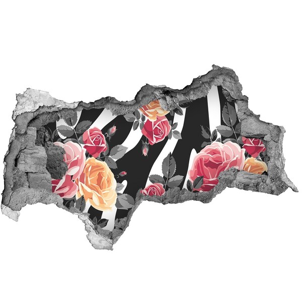 Mauerdurchbruch Aufkleber Blumenaufnahme aus Beton