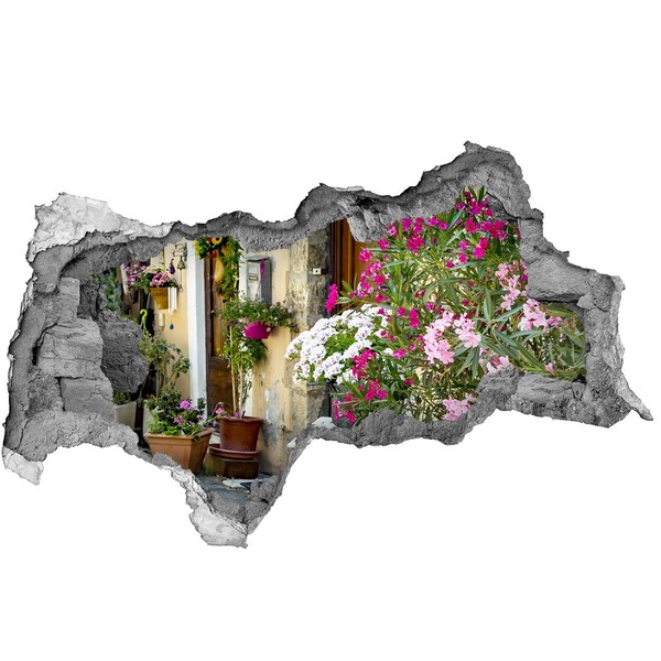 3D Wandtattoos Mauerdurchbruch Eine Blumenecke in der Stadt