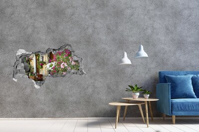 3D Wandtattoos Mauerdurchbruch Eine Blumenecke in der Stadt